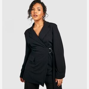 Classic Black Cinched Waist Blazer